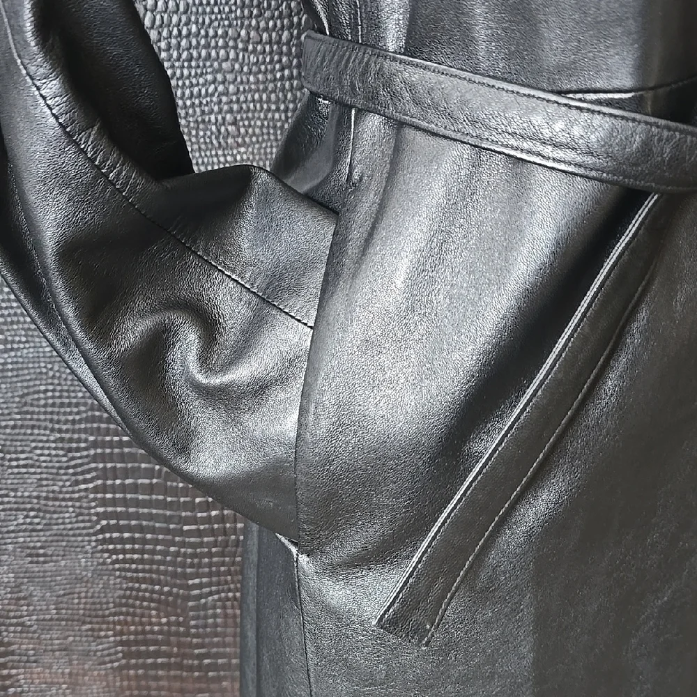 Kenneth Cole Black Trench Coat Timeless Elegance - Picture 14 of 16